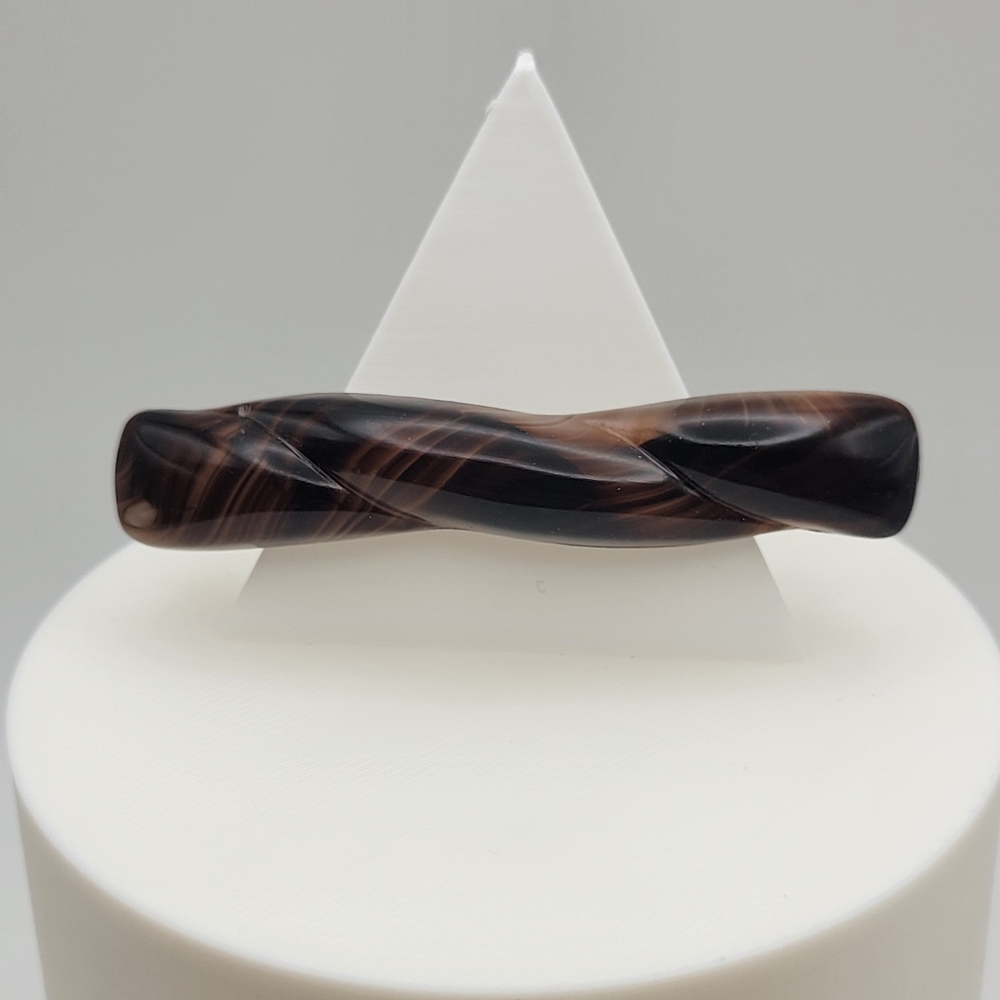 Vintage Czechoslovakian Black and Brown Swirl Brooch
